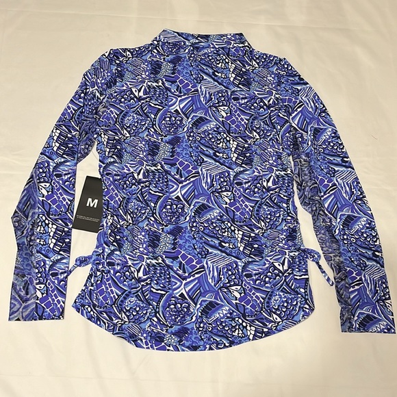 Ibkul Krista Zip Polo with Adjustable Drawstring in Plum/Lavender Size M NWT - Picture 7 of 8